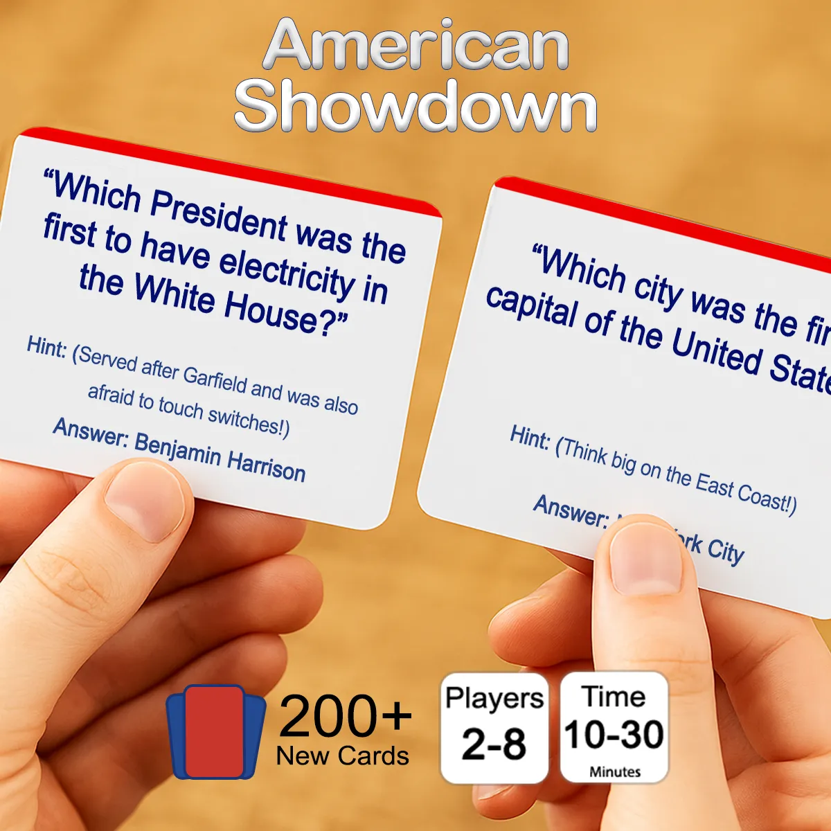 American Showdown—the ultimate trivia card game based on American history! American Showdown- A trivia card game based on American history!